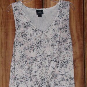 Daytrip Womens Sleeveless Top w. Gathered Front- Beige, Tan, Gray & Black - Sz S